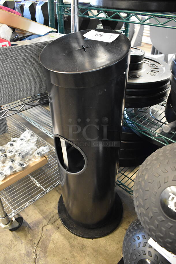 Black Metal Trash Can w/ Top Wipe Dispenser. - Image 2 of 5