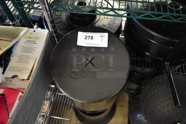 Black Metal Trash Can w/ Top Wipe Dispenser. - Image 3 of 5