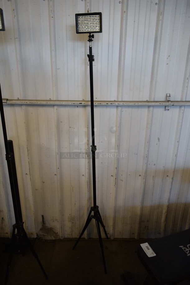 Metal Black Floor Style Light on Tripod - Image 1 of 5