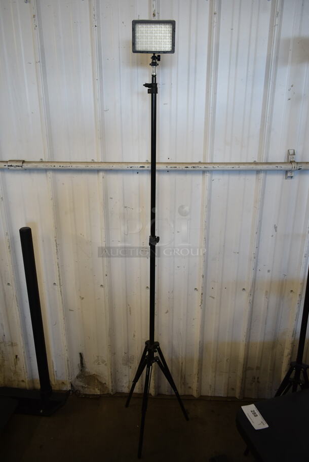 Metal Black Floor Style Light on Tripod - Image 1 of 5