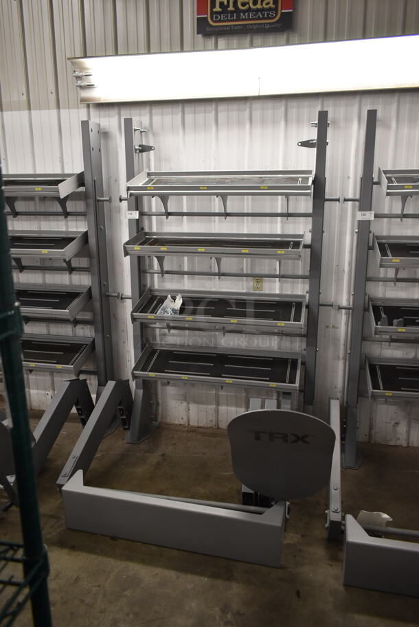 TRX Metal Gray Floor Style 4 Tier Suspension Bay w/ Dumbbell Racks and Target Pull Up Bar. - Image 1 of 8