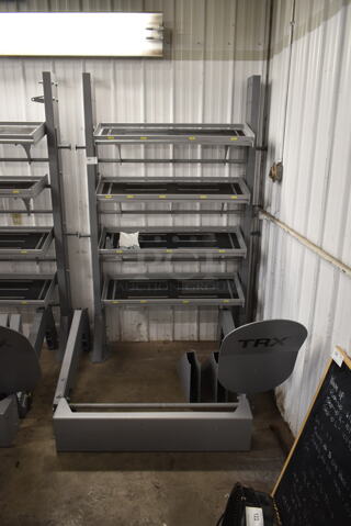 TRX Metal Gray Floor Style 4 Tier Suspension Bay w/ Dumbbell Racks and Target Pull Up Bar.