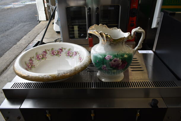 ALL ONE MONEY! Lot of 2 Ceramic Items; Bowl and Pitcher. - Image 6 of 6