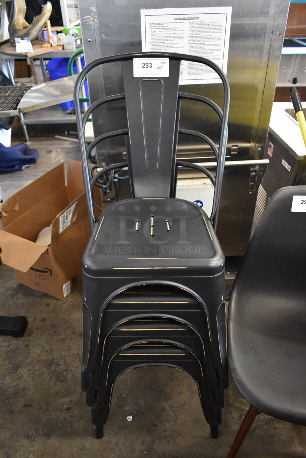 4 Metal Tolix Style Dining Height Patio Chairs. 4 Times Your Bid! - Image 1 of 4