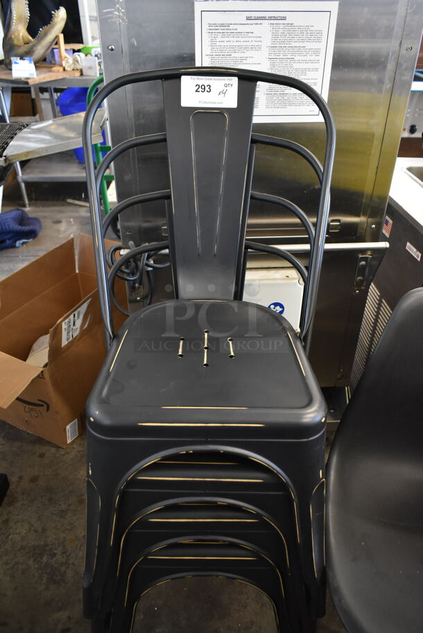 4 Metal Tolix Style Dining Height Patio Chairs. 4 Times Your Bid! - Image 3 of 4