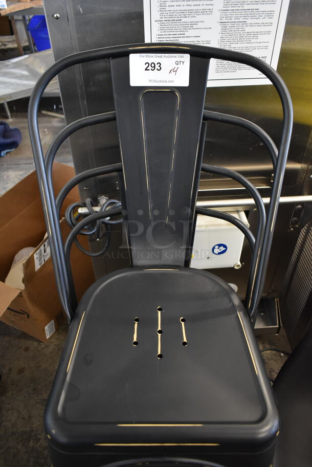 4 Metal Tolix Style Dining Height Patio Chairs. 4 Times Your Bid! - Image 4 of 4
