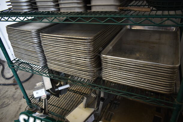 ALL ONE MONEY! Four Tier Lot of Various Items Including Stainless Steel Drop In Bins, and Metal Baking Pans.  - Image 7 of 7