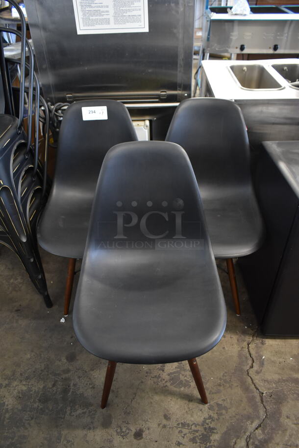 3 Metal and Poly Black Dining Height Chairs. 3 Times Your Bid! - Image 1 of 3