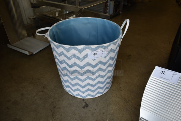 White and Blue Basket w/ Handles. - Image 1 of 5