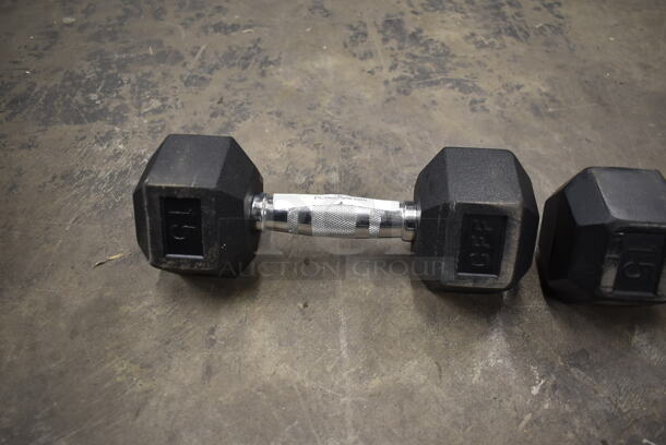 2 CFF Metal 15 Pound Rubber Hex Dumbbells. 2 Times Your Bid! - Image 3 of 6