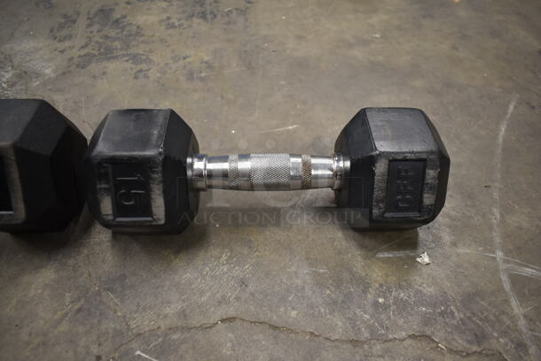 2 CFF Metal 15 Pound Rubber Hex Dumbbells. 2 Times Your Bid! - Image 4 of 6