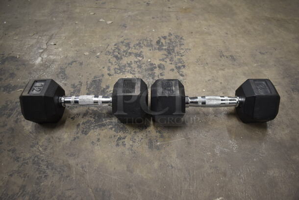 2 Metal 12 Pound Rubber Hex Dumbbells. Stock Picture - Cosmetic Condition May Vary. 2 Times Your Bid! - Image 2 of 6