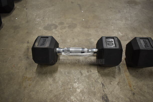 2 Metal 10 Pound Rubber Hex Dumbbells. Stock Picture - Cosmetic Condition May Vary. 2 Times Your Bid! - Image 3 of 6