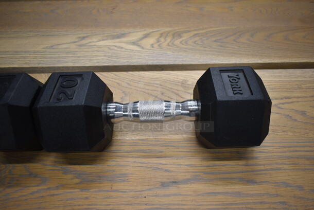 2 Metal 20 Pound Rubber Hex Dumbbells. Stock Picture - Cosmetic Condition May Vary. 2 Times Your Bid! - Image 4 of 6