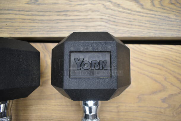 2 Metal 20 Pound Rubber Hex Dumbbells. Stock Picture - Cosmetic Condition May Vary. 2 Times Your Bid! - Image 6 of 6