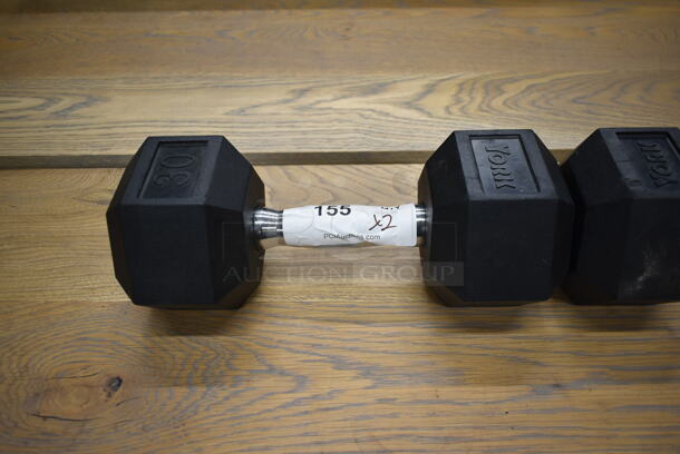 2 York Metal 30 Pound Rubber Hex Dumbbells. 2 Times Your Bid! - Image 3 of 6