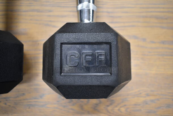 2 Metal 25 Pound Rubber Hex Dumbbells. Stock Picture - Cosmetic Condition May Vary. 2 Times Your Bid! - Image 6 of 6