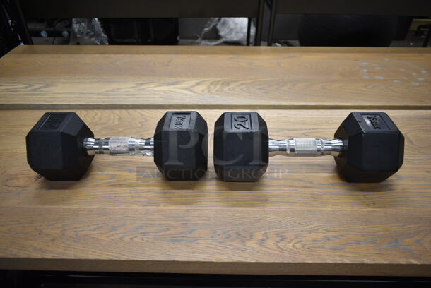 2 Metal 20 Pound Rubber Hex Dumbbells. Stock Picture - Cosmetic Condition May Vary. 2 Times Your Bid! - Image 2 of 6