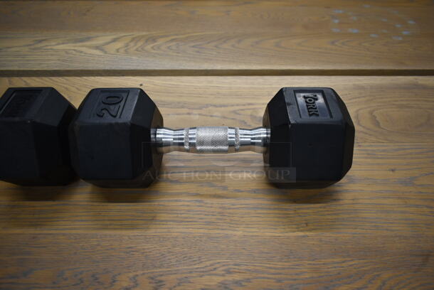 2 Metal 20 Pound Rubber Hex Dumbbells. Stock Picture - Cosmetic Condition May Vary. 2 Times Your Bid! - Image 4 of 6