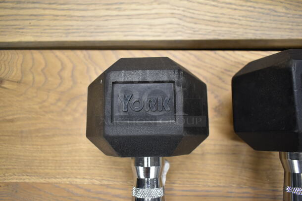 2 Metal 20 Pound Rubber Hex Dumbbells. Stock Picture - Cosmetic Condition May Vary. 2 Times Your Bid! - Image 5 of 6