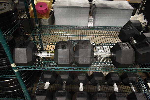 2 CFF Metal 45 Pound Rubber Hex Dumbbells. 2 Times Your Bid! - Image 2 of 6