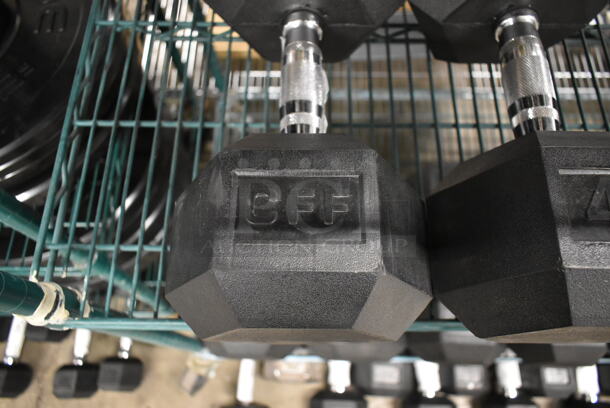 2 CFF Metal 45 Pound Rubber Hex Dumbbells. 2 Times Your Bid! - Image 5 of 6