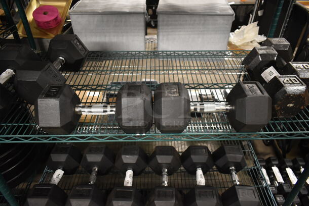 2 York Metal 40 Pound Rubber Hex Dumbbells. 2 Times Your Bid! - Image 2 of 6