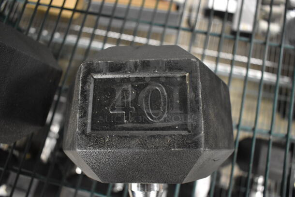 2 York Metal 40 Pound Rubber Hex Dumbbells. 2 Times Your Bid! - Image 5 of 6