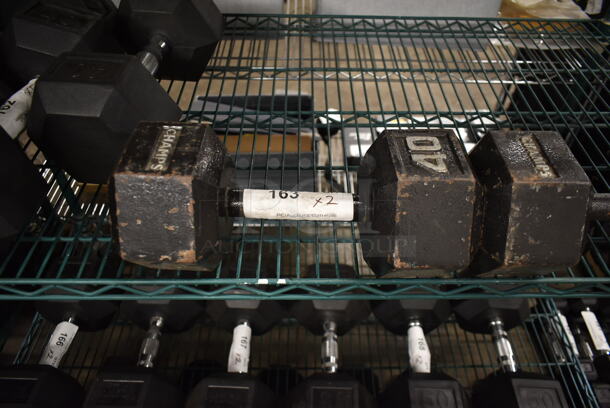 2 Champs Metal 40 Pound Hex Dumbbells. 2 Times Your Bid! - Image 3 of 6