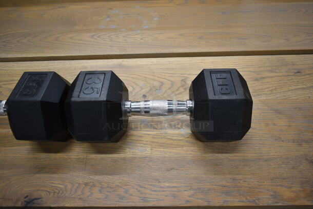 2 CFF Metal 35 Pound Rubber Hex Dumbbells. 2 Times Your Bid! - Image 4 of 6