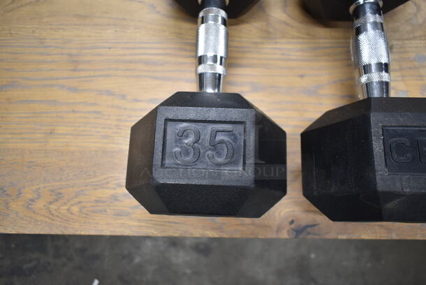 2 CFF Metal 35 Pound Rubber Hex Dumbbells. 2 Times Your Bid! - Image 5 of 6
