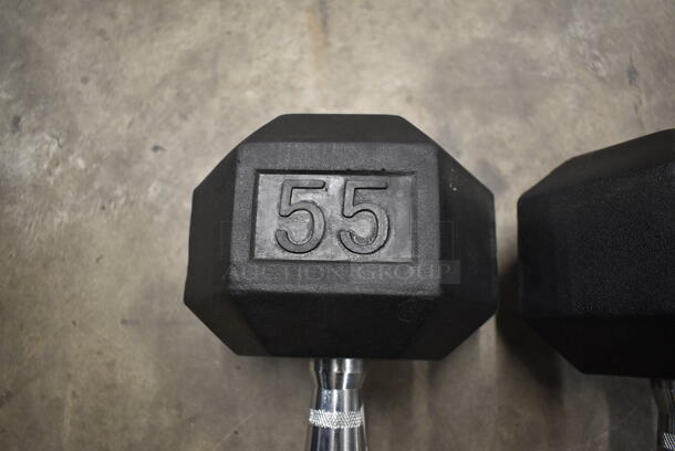 2 York Metal 55 Pound Rubber Hex Dumbbells. 2 Times Your Bid! - Image 5 of 6