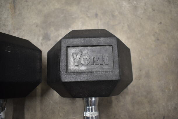 2 York Metal 55 Pound Rubber Hex Dumbbells. 2 Times Your Bid! - Image 6 of 6