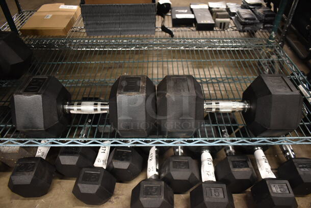 2 CFF Metal 50 Pound Rubber Hex Dumbbells. 2 Times Your Bid! - Image 2 of 6