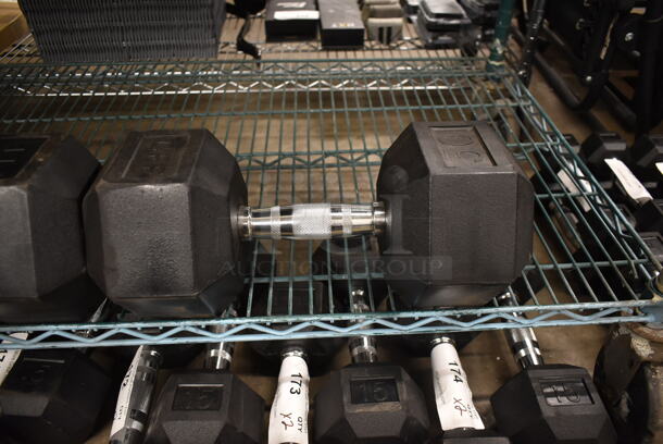 2 CFF Metal 50 Pound Rubber Hex Dumbbells. 2 Times Your Bid! - Image 4 of 6
