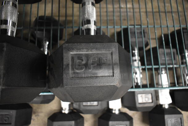 2 CFF Metal 50 Pound Rubber Hex Dumbbells. 2 Times Your Bid! - Image 6 of 6