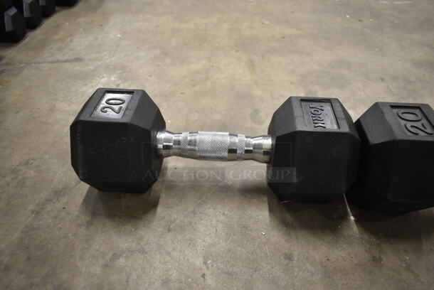 2 York Metal 20 Pound Rubber Hex Dumbbells. 2 Times Your Bid! - Image 3 of 6