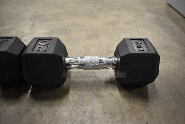 2 York Metal 20 Pound Rubber Hex Dumbbells. 2 Times Your Bid! - Image 4 of 6