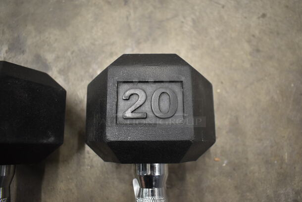 2 York Metal 20 Pound Rubber Hex Dumbbells. 2 Times Your Bid! - Image 6 of 6