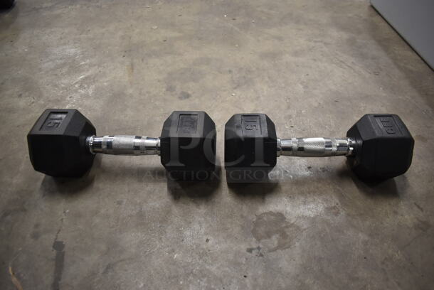 2 Metal 15 Pound Rubber Hex Dumbbells. Stock Picture - Cosmetic Condition May Vary. 2 Times Your Bid! - Image 2 of 6