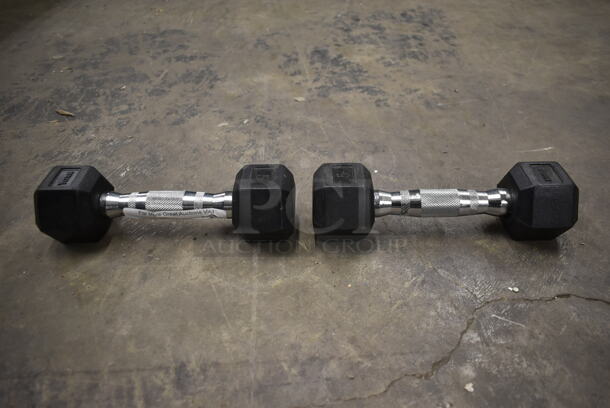 2 York Metal 5 Pound Rubber Hex Dumbbells. 2 Times Your Bid! - Image 2 of 6
