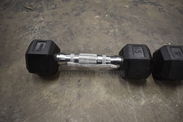 2 York Metal 5 Pound Rubber Hex Dumbbells. 2 Times Your Bid! - Image 3 of 6
