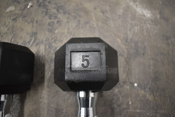 2 York Metal 5 Pound Rubber Hex Dumbbells. 2 Times Your Bid! - Image 6 of 6