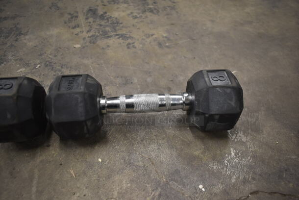 2 Spri Metal 8 Pound Rubber Hex Dumbbells. 2 Times Your Bid! - Image 4 of 6
