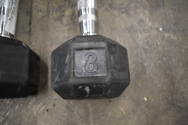 2 Spri Metal 8 Pound Rubber Hex Dumbbells. 2 Times Your Bid! - Image 5 of 6