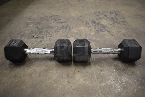 2 York/CFF Metal 10 Pound Rubber Hex Dumbbells. 2 Times Your Bid! - Image 2 of 7