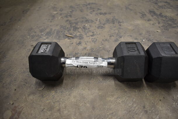 2 York/CFF Metal 10 Pound Rubber Hex Dumbbells. 2 Times Your Bid! - Image 3 of 7