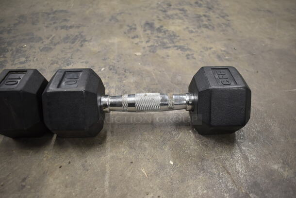 2 York/CFF Metal 10 Pound Rubber Hex Dumbbells. 2 Times Your Bid! - Image 4 of 7