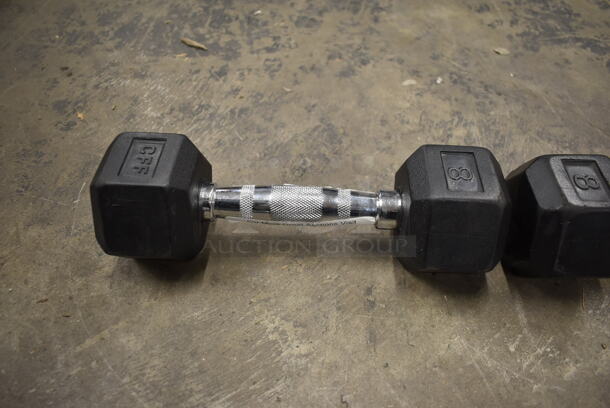 2 CFF Metal 8 Pound Rubber Hex Dumbbells. 2 Times Your Bid! - Image 3 of 6