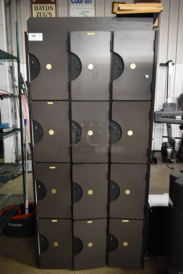 CUSTOM MADE! Gray/Black 12 Cubby Locker. Middle Needs To Be Rebuilt. - Image 1 of 8